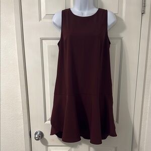 LOFT Burgundy Sleeveless A-Line Mini Dress